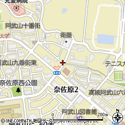 大阪府高槻市奈佐原周辺の地図