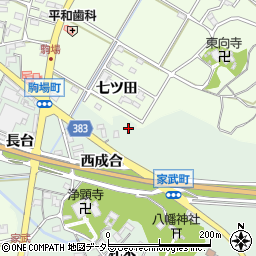 愛知県西尾市家武町向山周辺の地図