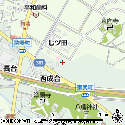愛知県西尾市家武町（向山）周辺の地図