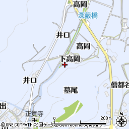 京都府綴喜郡宇治田原町岩山下高岡周辺の地図