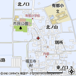 京都府八幡市内里北ノ口1-1周辺の地図