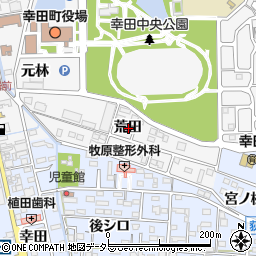 愛知県額田郡幸田町菱池荒田周辺の地図