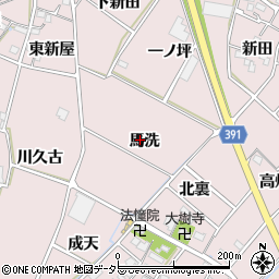 愛知県豊川市江島町馬洗周辺の地図