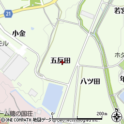 愛知県豊川市足山田町五反田周辺の地図