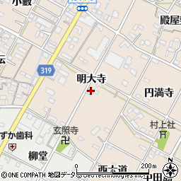 愛知県西尾市徳次町明大寺周辺の地図