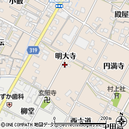愛知県西尾市徳次町（明大寺）周辺の地図