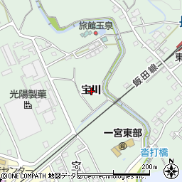 愛知県豊川市上長山町宝川周辺の地図