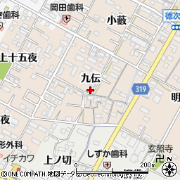 愛知県西尾市徳次町（九伝）周辺の地図