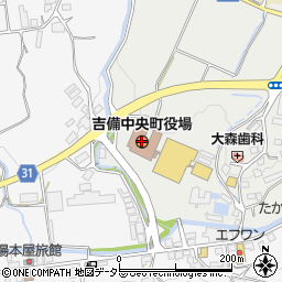岡山県加賀郡吉備中央町周辺の地図