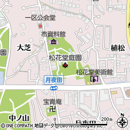 松花堂庭園周辺の地図