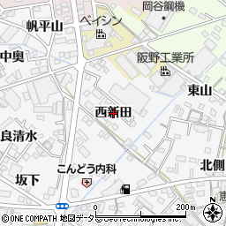 愛知県西尾市羽塚町（西新田）周辺の地図