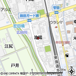愛知県額田郡幸田町菱池池端周辺の地図