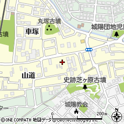 京都府城陽市平川山道周辺の地図