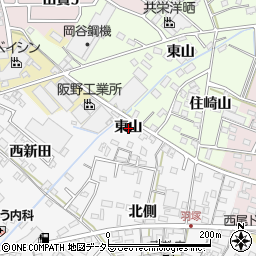 愛知県西尾市羽塚町東山周辺の地図
