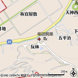 愛知県新城市八名井（反林）周辺の地図