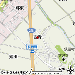愛知県額田郡幸田町荻西野周辺の地図