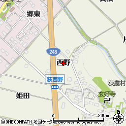 愛知県幸田町（額田郡）荻（西野）周辺の地図