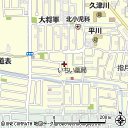 京都府城陽市平川中道表周辺の地図