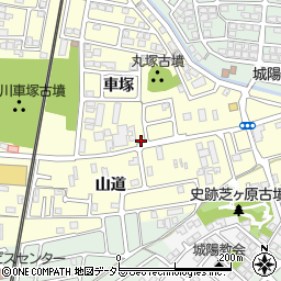 京都府城陽市平川車塚53-34周辺の地図