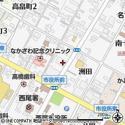 愛知県西尾市寄住町洲田周辺の地図