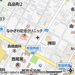 愛知県西尾市寄住町（洲田）周辺の地図