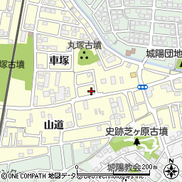 京都府城陽市平川車塚53-55周辺の地図