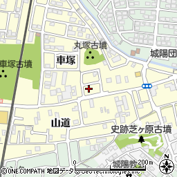 京都府城陽市平川車塚53-46周辺の地図