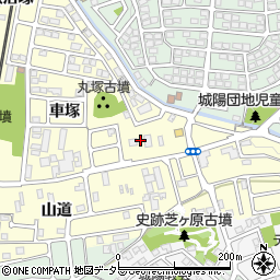 京都府城陽市平川車塚周辺の地図