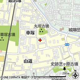 京都府城陽市平川車塚53-35周辺の地図