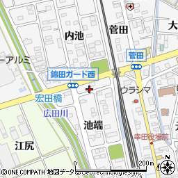 愛知県額田郡幸田町菱池池端98周辺の地図