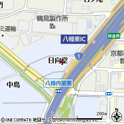 京都府八幡市内里日向堂周辺の地図