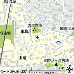 京都府城陽市平川車塚53-38周辺の地図