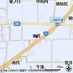 京都府八幡市戸津東代周辺の地図