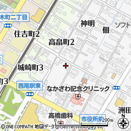 愛知県西尾市寄住町神明45周辺の地図