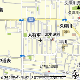 京都府城陽市平川大将軍周辺の地図