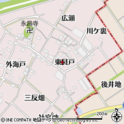 愛知県豊川市江島町（東貝戸）周辺の地図