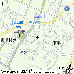 愛知県豊川市足山田町（若宮）周辺の地図