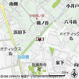 愛知県西尾市中畑町（江口）周辺の地図