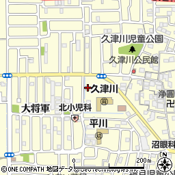 ファミリーマート城陽平川店周辺の地図