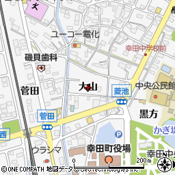 愛知県幸田町（額田郡）菱池（大山）周辺の地図
