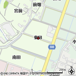 愛知県西尾市法光寺町東田周辺の地図