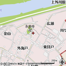 愛知県豊川市江島町五反畑周辺の地図