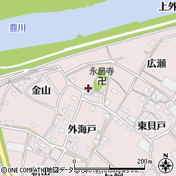 愛知県豊川市江島町寺裏周辺の地図