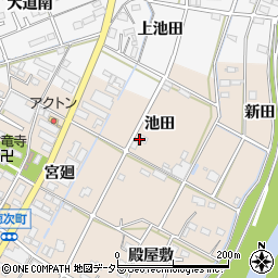 愛知県西尾市徳次町池田周辺の地図