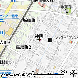 愛知県西尾市寄住町神明周辺の地図