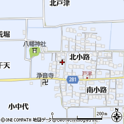 京都府八幡市戸津北小路95周辺の地図