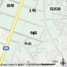愛知県西尾市下町申塚周辺の地図
