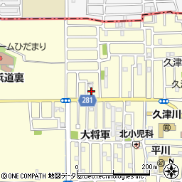 京都府城陽市平川浜道裏12-13周辺の地図