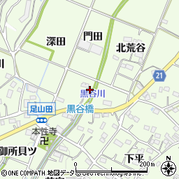 愛知県豊川市足山田町門田周辺の地図