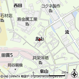 愛知県西尾市法光寺町北山周辺の地図